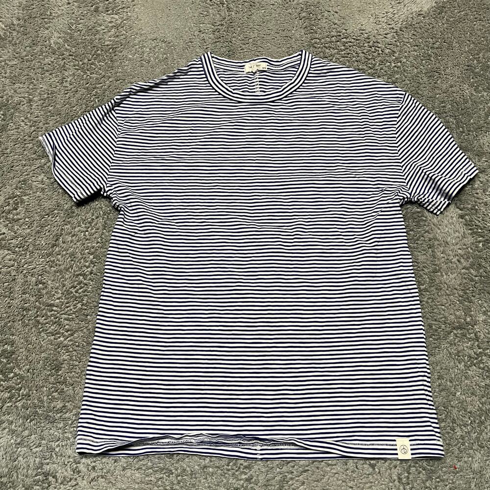 Rag & Bone T Shirt Womens XS Crew Neck Blue Striped Pima Cotton Short Sleeve